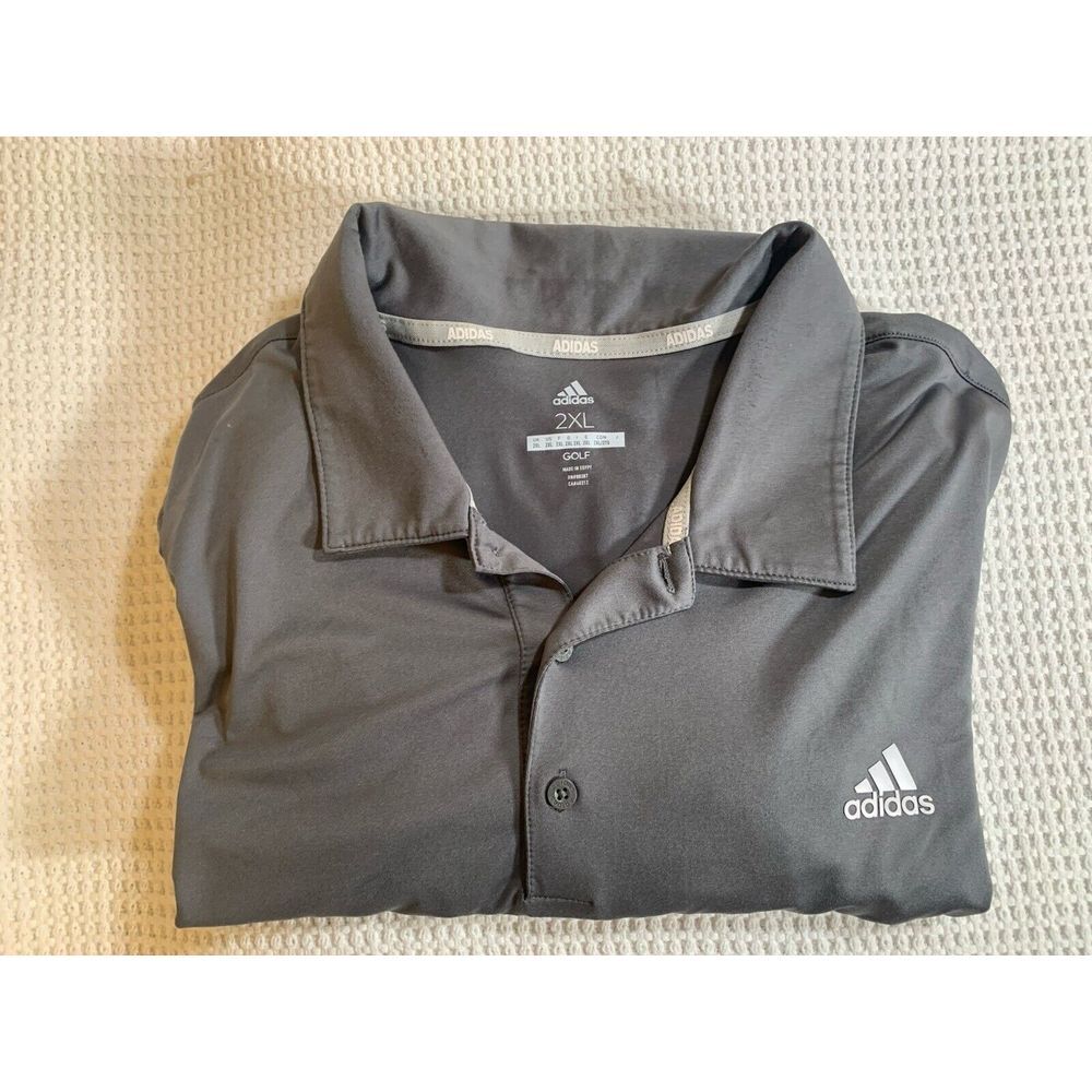 Adidas Golf Mens  Shirt 2XL Gray Short Sleeve‎ Polo